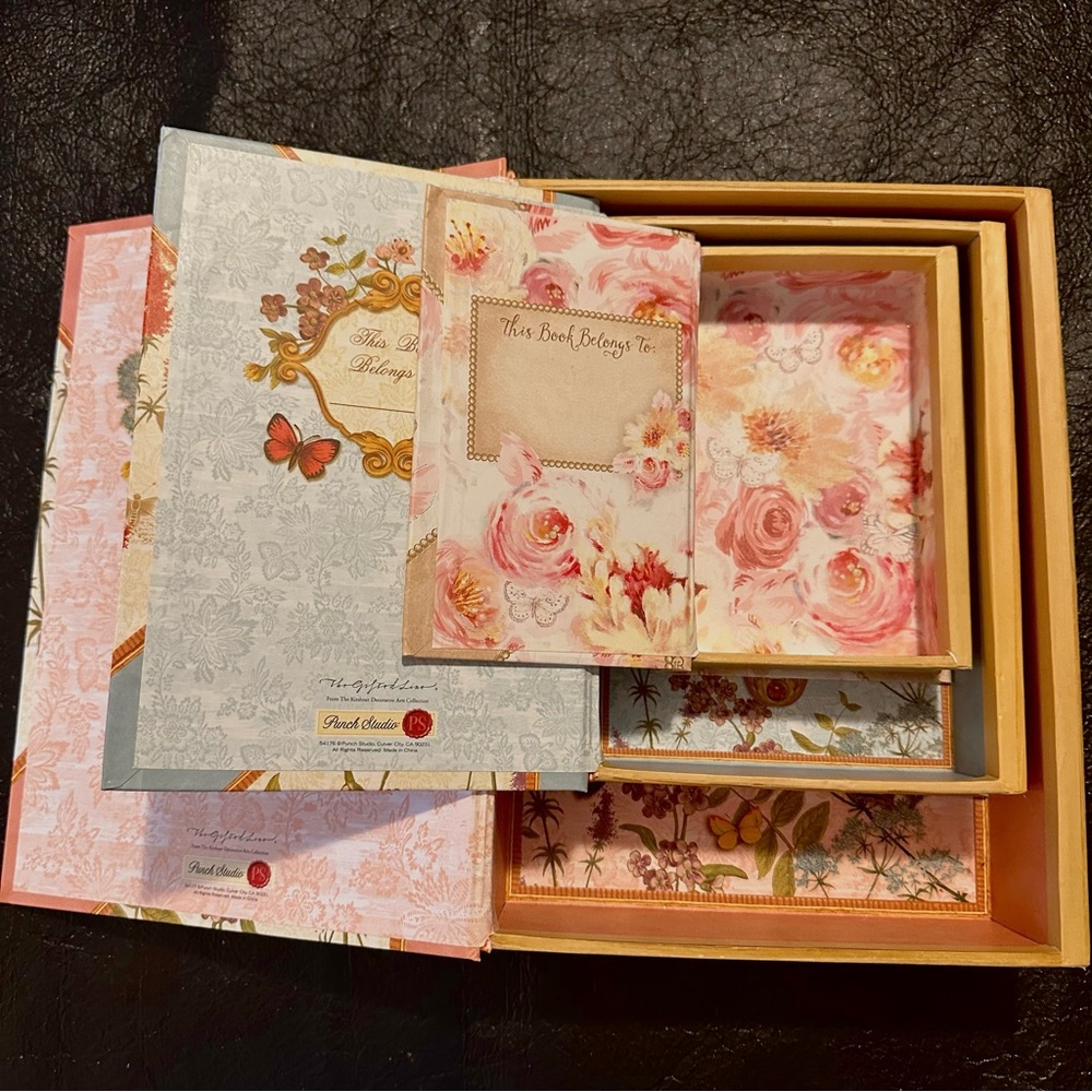 Punch Studio Floral and Butterfly Storage Book Box Set